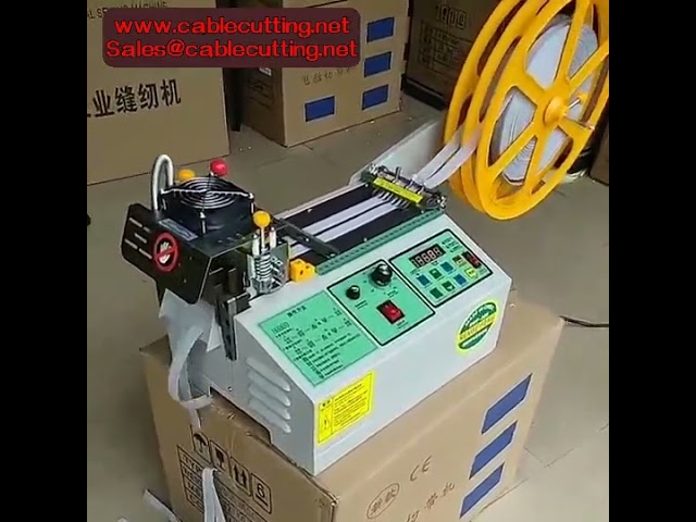 Macchina automatica per taglio nastri e tessuti con lama calda/fredda, display LCD, per cerniere, tubi e termorestringenti