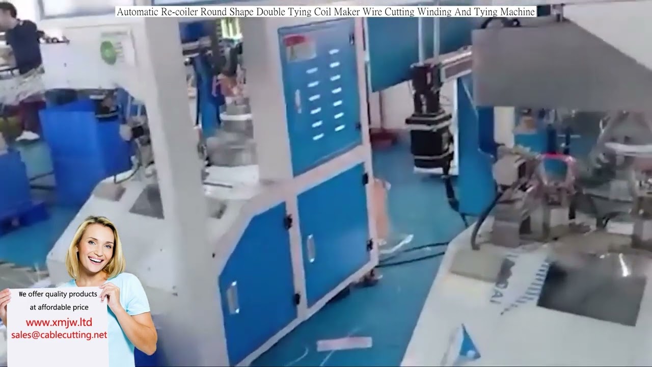 Macchina automatica per avvolgere e legare filo in bobine tonde - Taglio, avvolgimento e doppia legatura